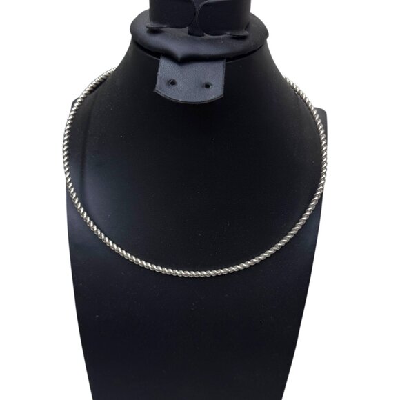 Vintage Sterling Silver Twisted Choker Necklace For Pendant Artisan Crafted - Picture 2 of 6